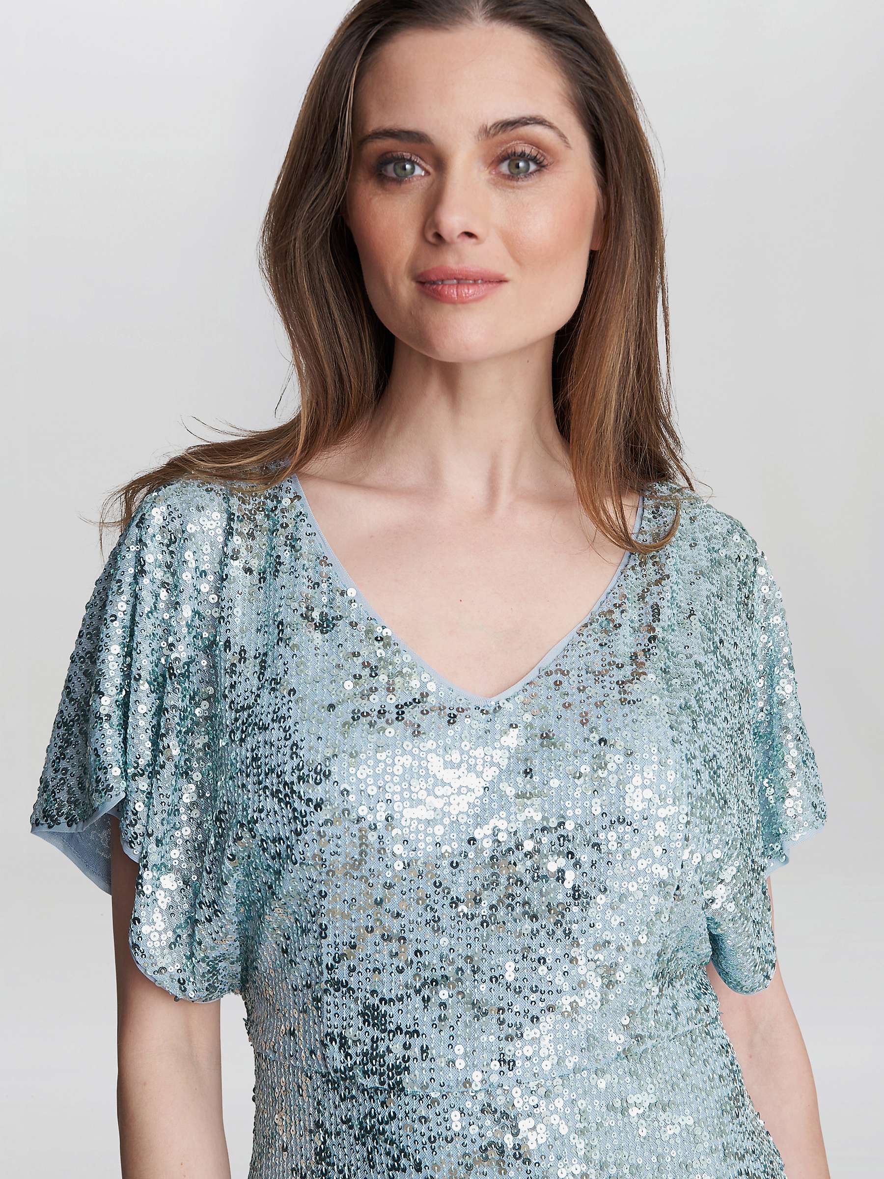 Buy Gina Bacconi Courtney Sequin Maxi Dress, Sky Blue Online at johnlewis.com