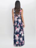 Gina Bacconi Priya Floral Maxi Dress, Navy/Pink, Navy/Pink