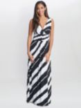 Gina Bacconi Lorah Stripe Maxi Dress, Black/White, Black/White