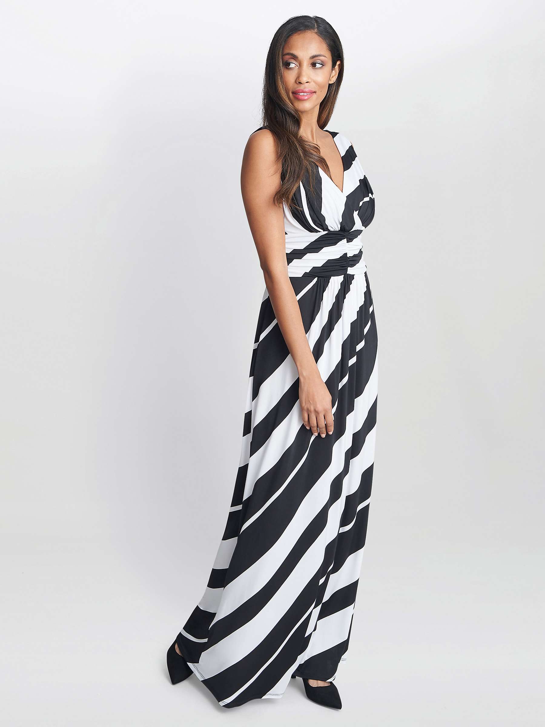 Gina Bacconi Lorah Stripe Maxi Dress, Black/White at John Lewis & Partners