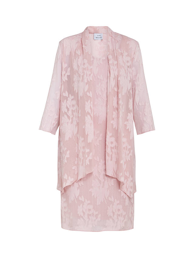 Gina Bacconi Gemma Dress Jacquard Waterfall Jacket and Shift Dress, Rose Pink