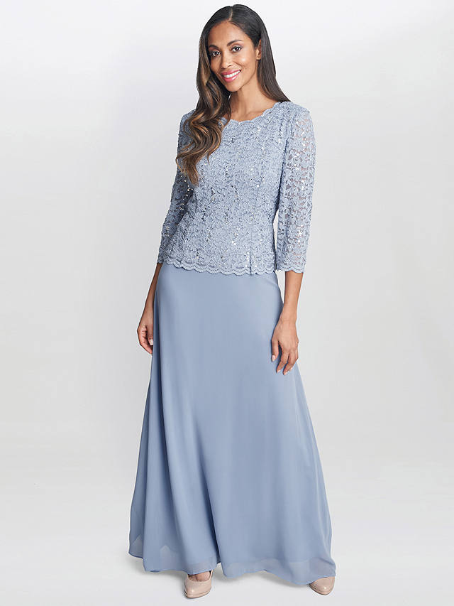 Gina Bacconi Virginia Maxi Dress, Sky Blue