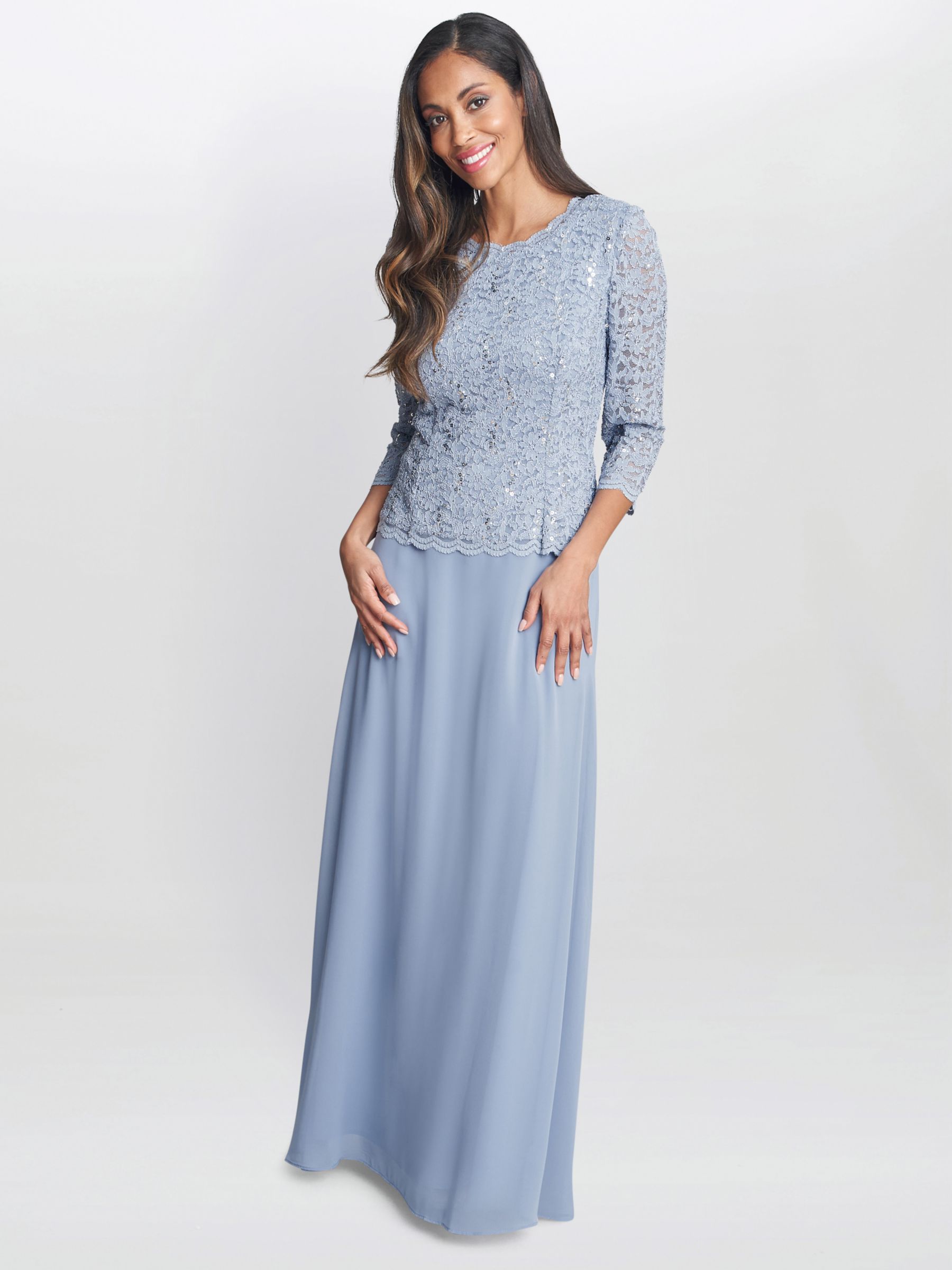 Gina Bacconi Virginia Maxi Dress Sky Blue at John Lewis Partners