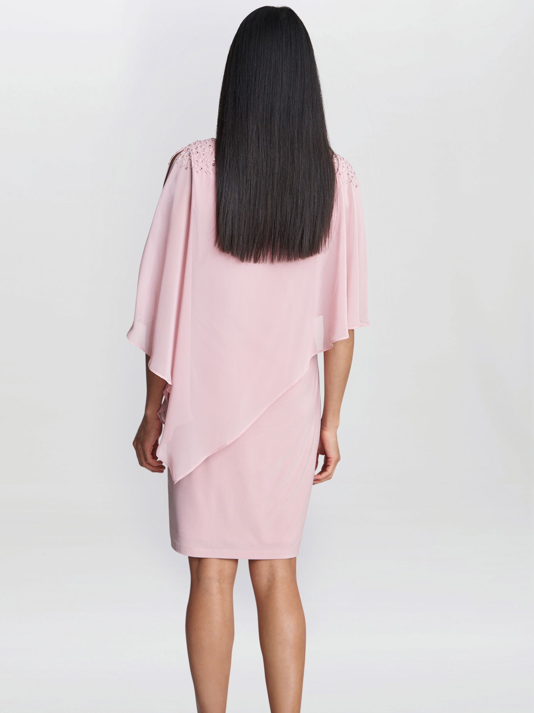 Gina Bacconi Zenna Beaded Shoulder Dress, Rose Pink, 12