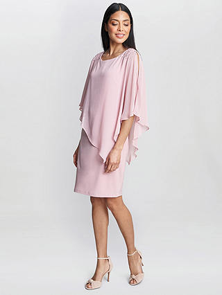 Gina Bacconi Zenna Beaded Shoulder Dress, Rose Pink