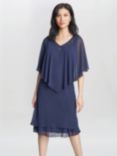 Gina Bacconi Diana Cape Chiffon Dress, Spring Navy