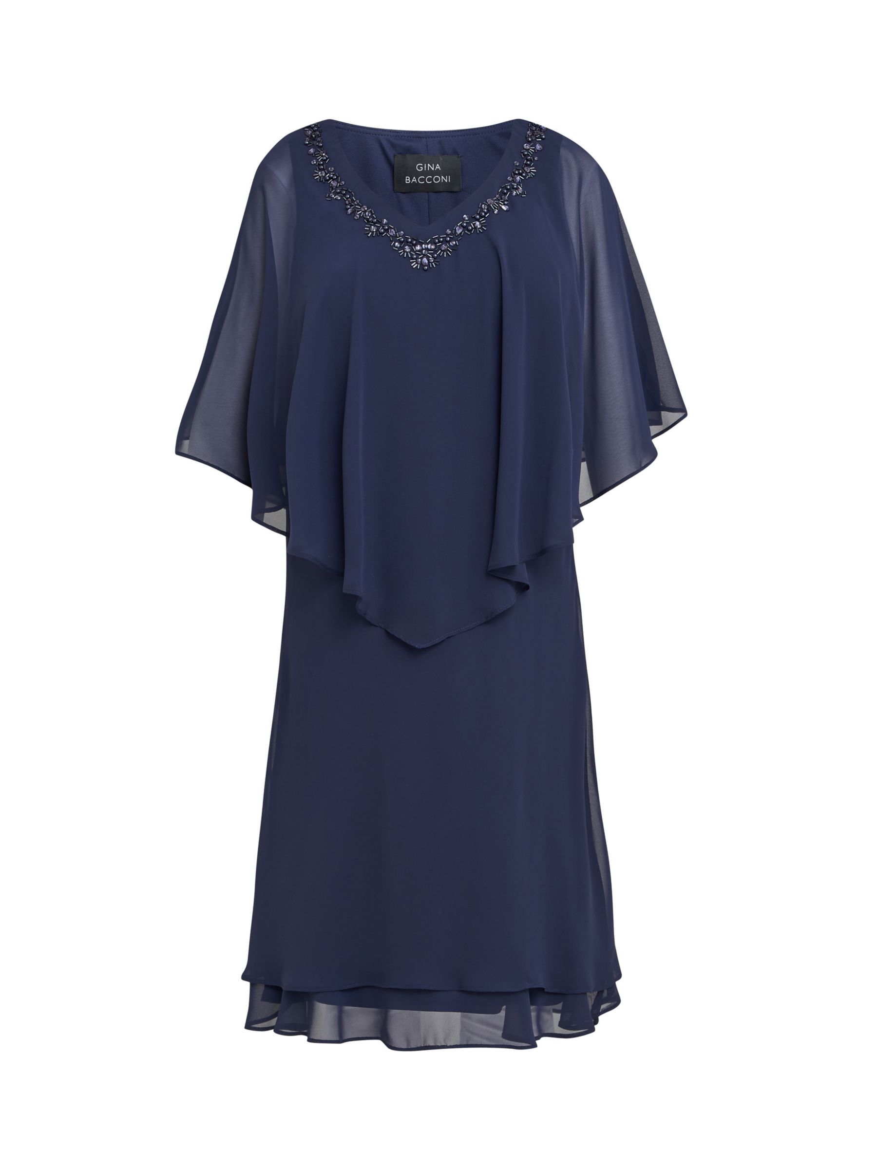 Buy Gina Bacconi Diana Cape Chiffon Dress, Spring Navy Online at johnlewis.com