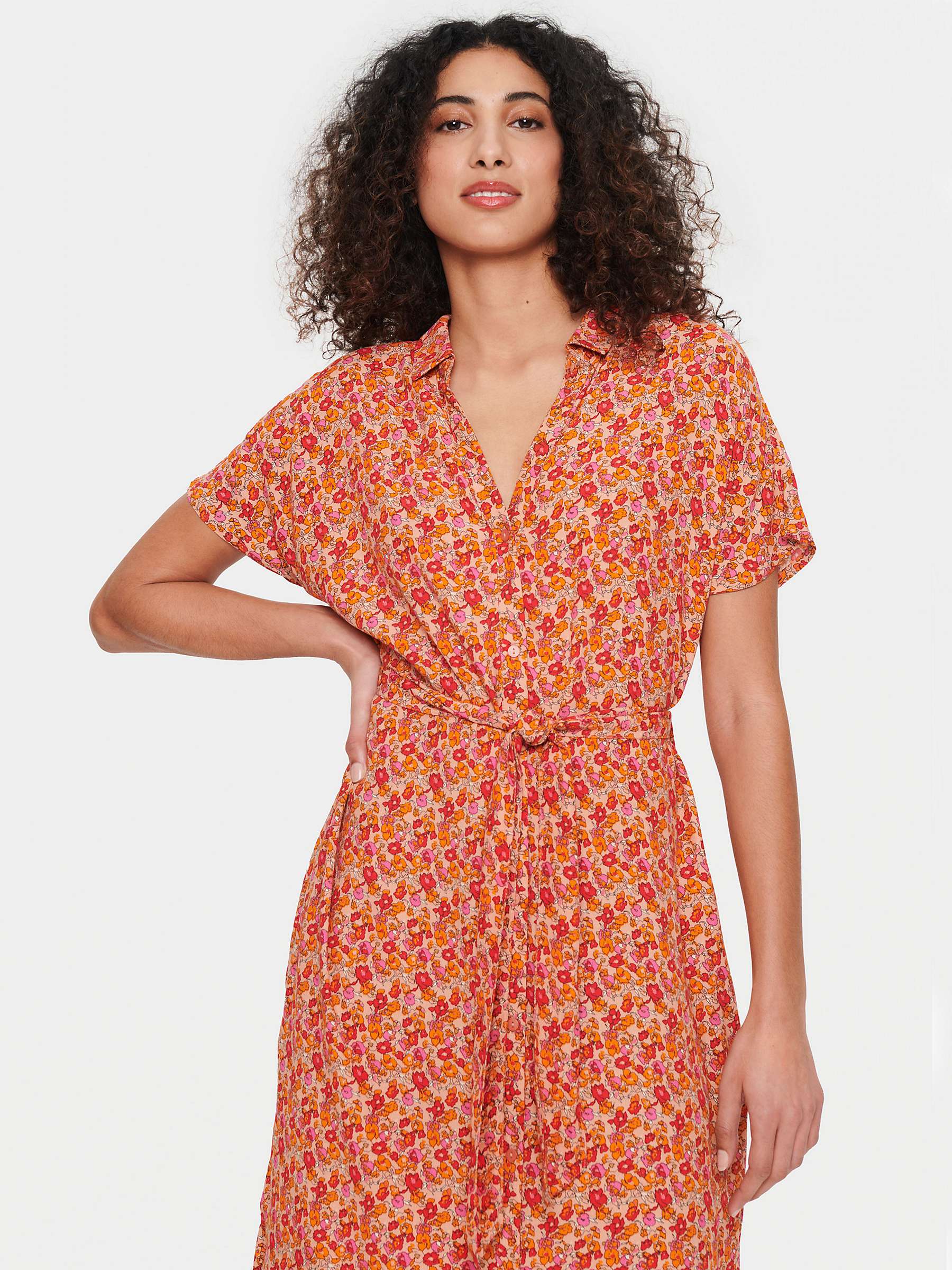 Buy Saint Tropez Blanca Floral Print Midi Shirt Dress, Peach Bloom Online at johnlewis.com
