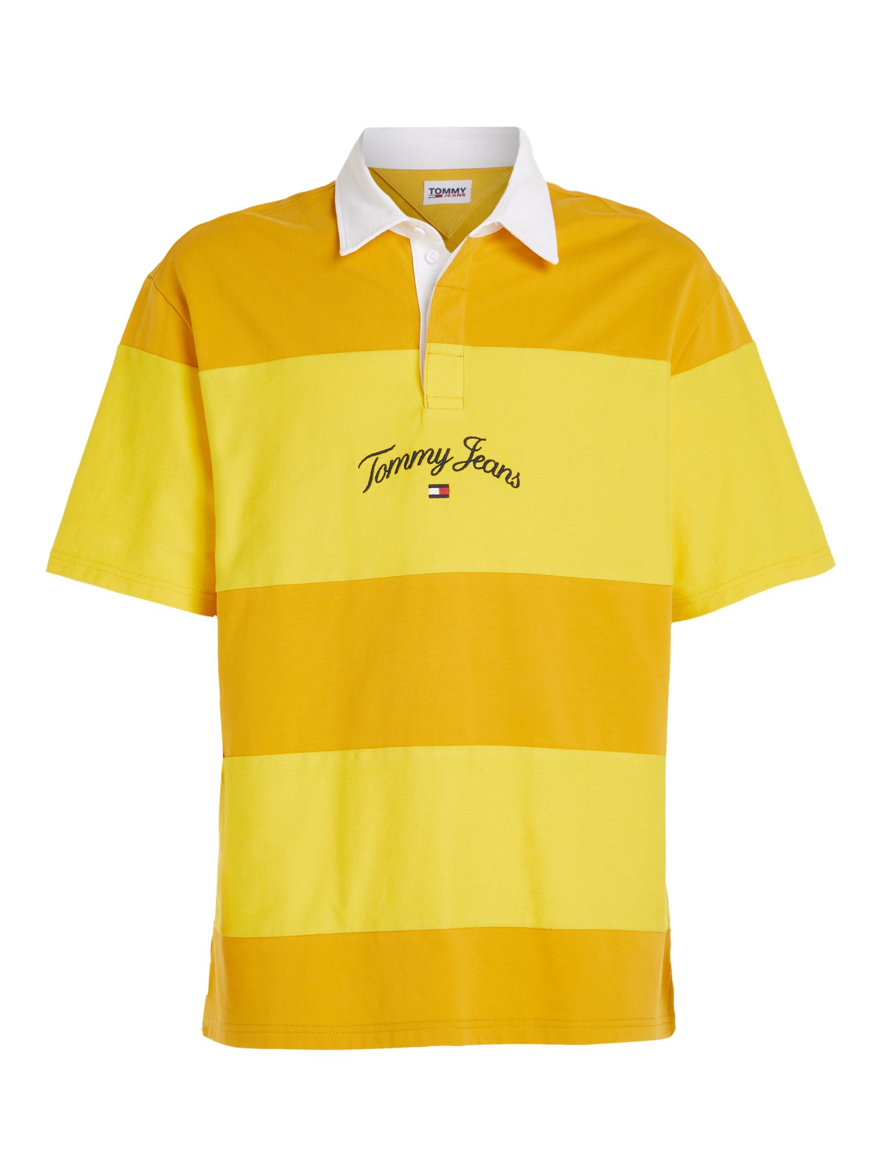 Tommy Jeans Stripe Long Sleeve Rugby Shirt, College Gold, S