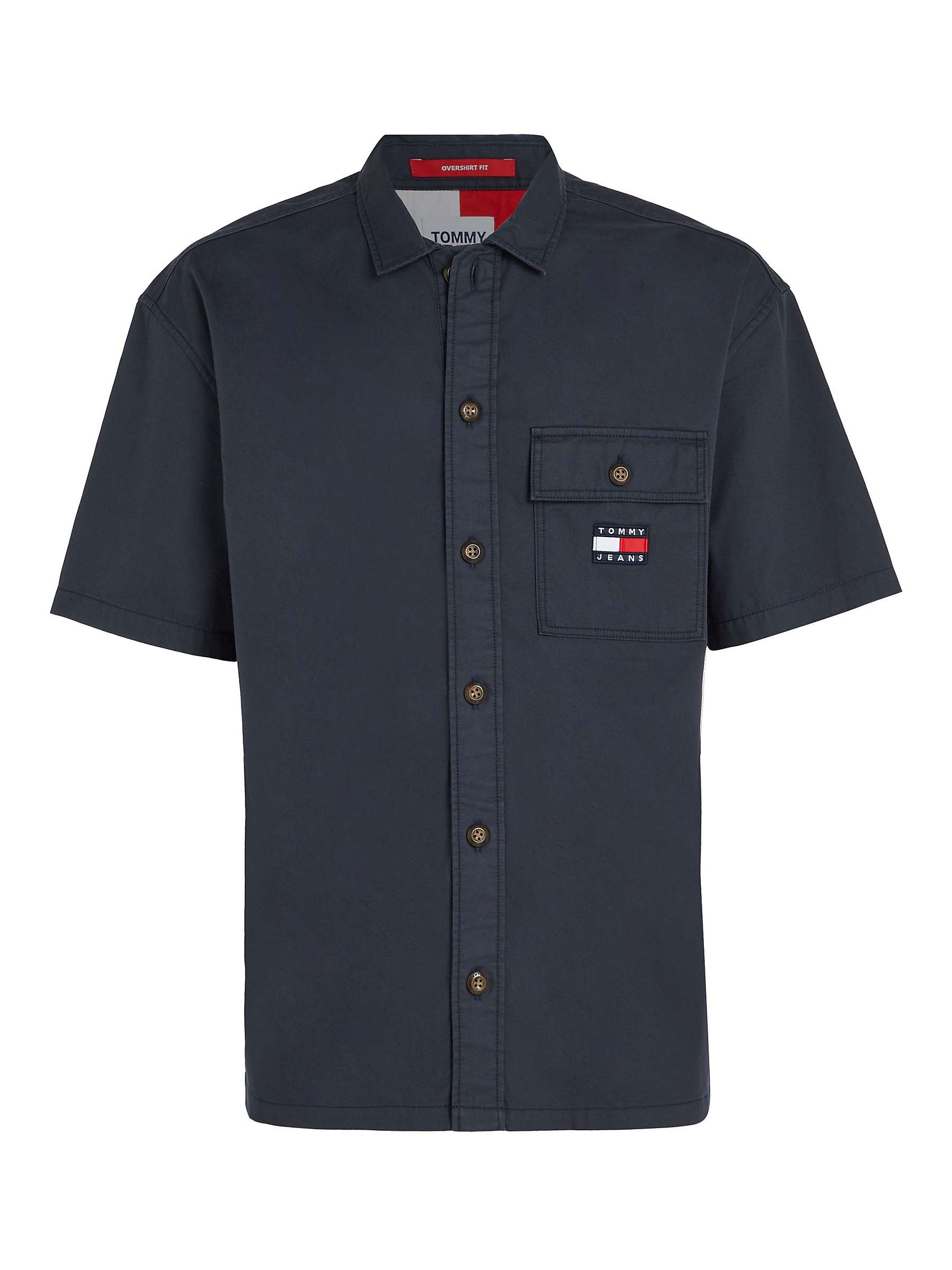 Tommy Jeans Casual Short Sleeve Overshirt, Twilight Navy at John Lewis ...