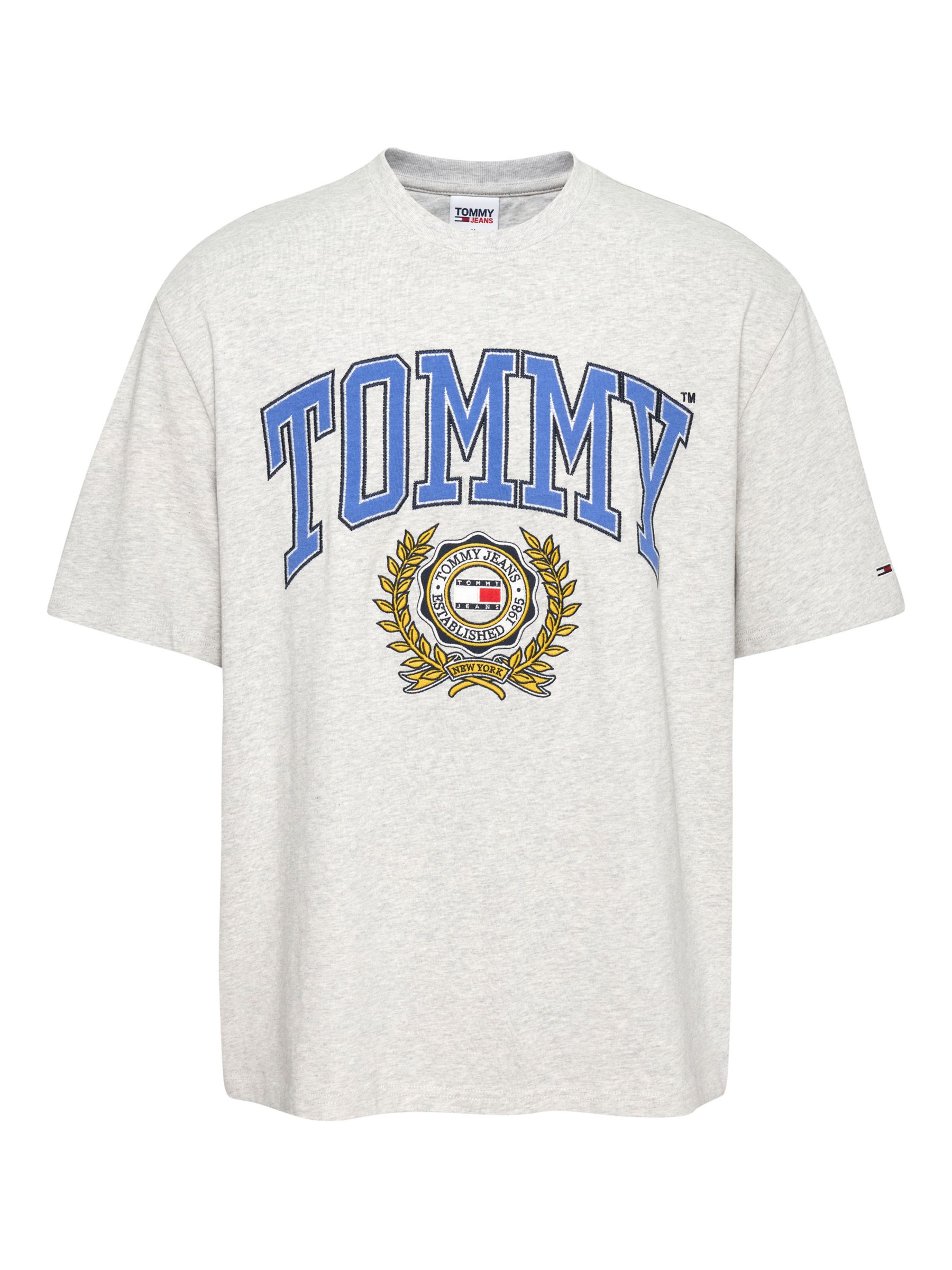 TOMMY JEANS T-SHIRT GRADIENT LOGO PRINT Man Silver grey heather