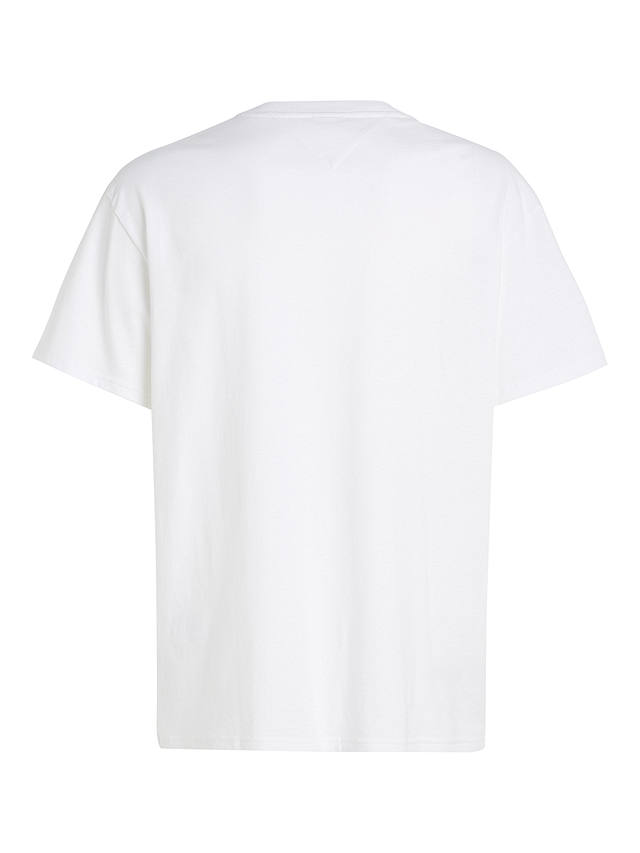 Tommy Jeans Curved Flag Logo T-Shirt, White at John Lewis & Partners