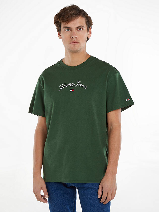 Tommy Jeans Curved Flag Logo T-Shirt, Collegiate Green