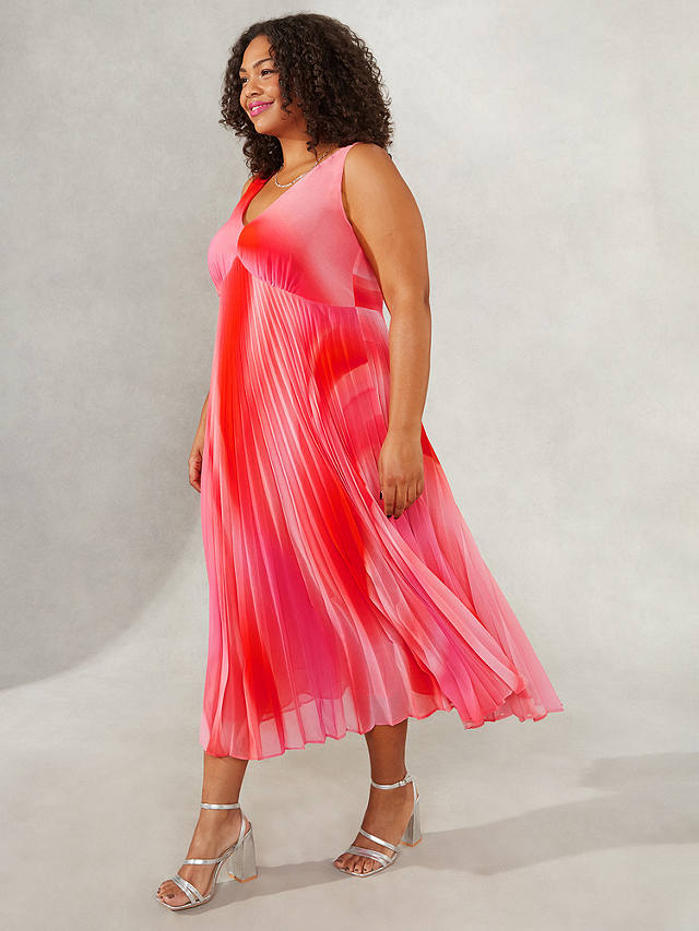 Live Unlimited Curve Ombre Midi Pleated Dress, Pink