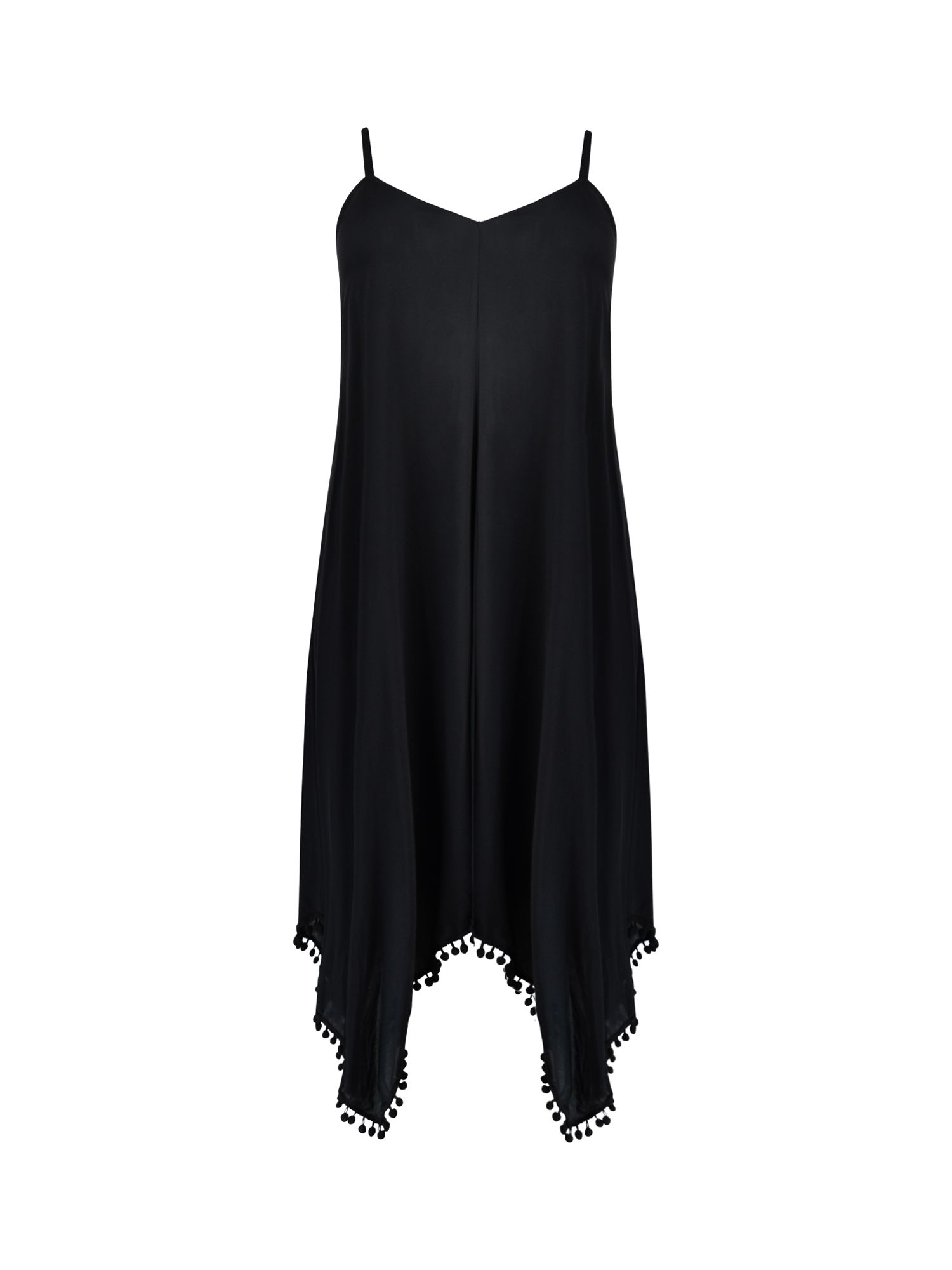 Live Unlimited Curve Hanky Hem Slip Dress, Black at John Lewis & Partners