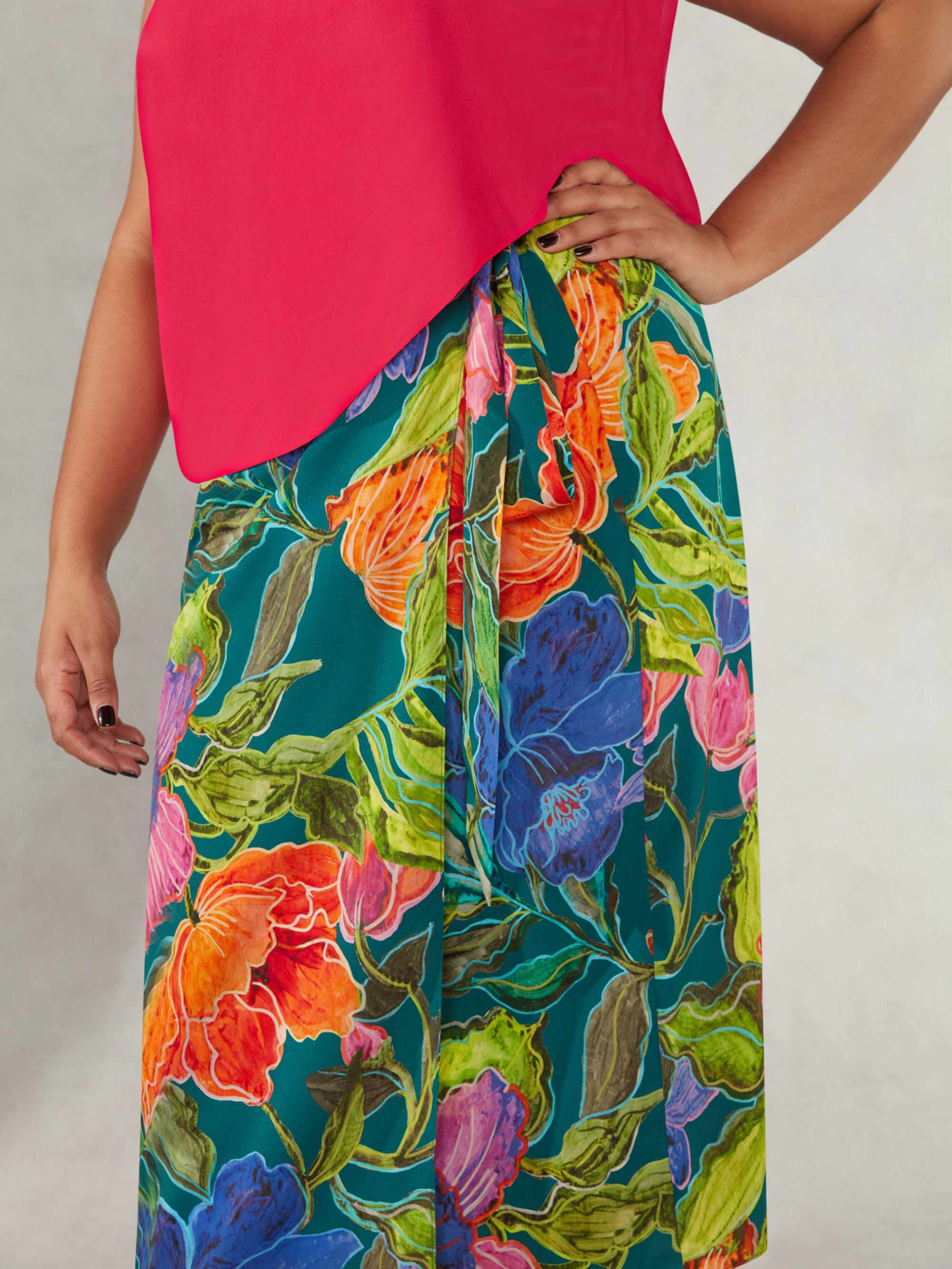 Buy Live Unlimited Curve Tropical Print Midi Wrap Skirt, Multi Online at johnlewis.com