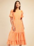 Little Mistress Gingham Midi Dress, Orange
