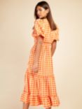 Little Mistress Gingham Midi Dress, Orange