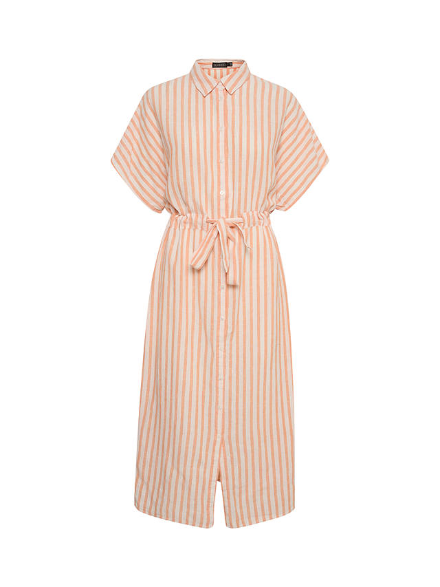 Soaked In Luxury Giselle Stripe Linen Blend Shirt Dress, Tangerine