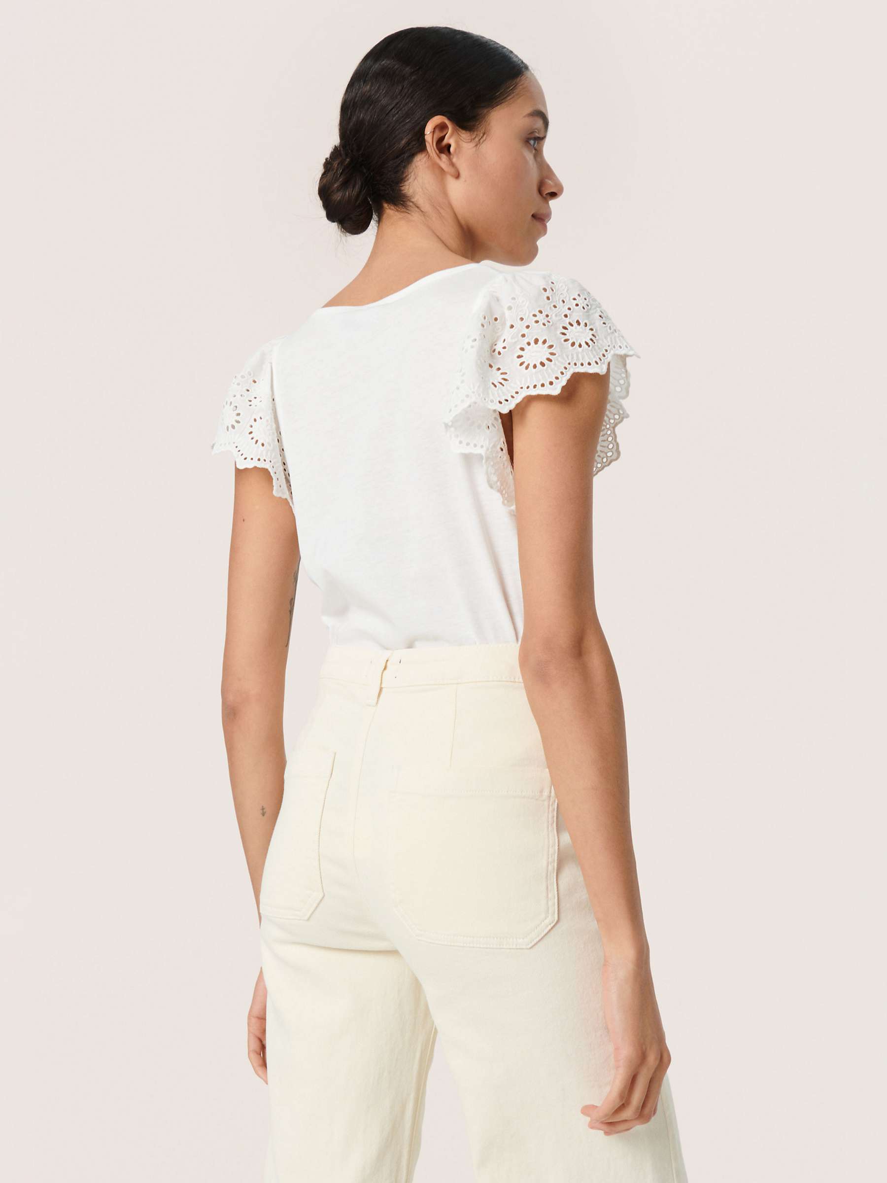 Buy Soaked In Luxury Miara Broderie Anglaise T-Shirt, Whisper White Online at johnlewis.com