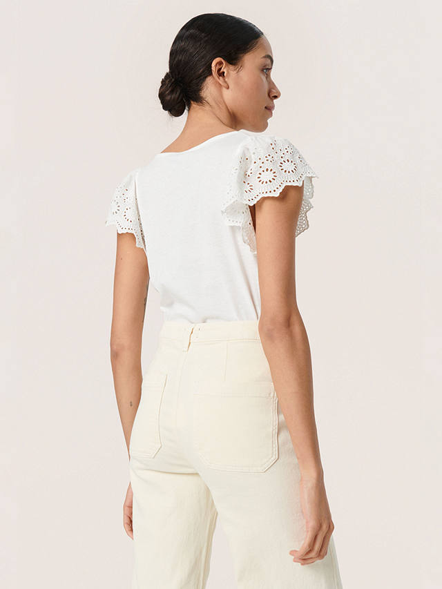 Soaked In Luxury Miara Broderie Anglaise T-Shirt, Whisper White