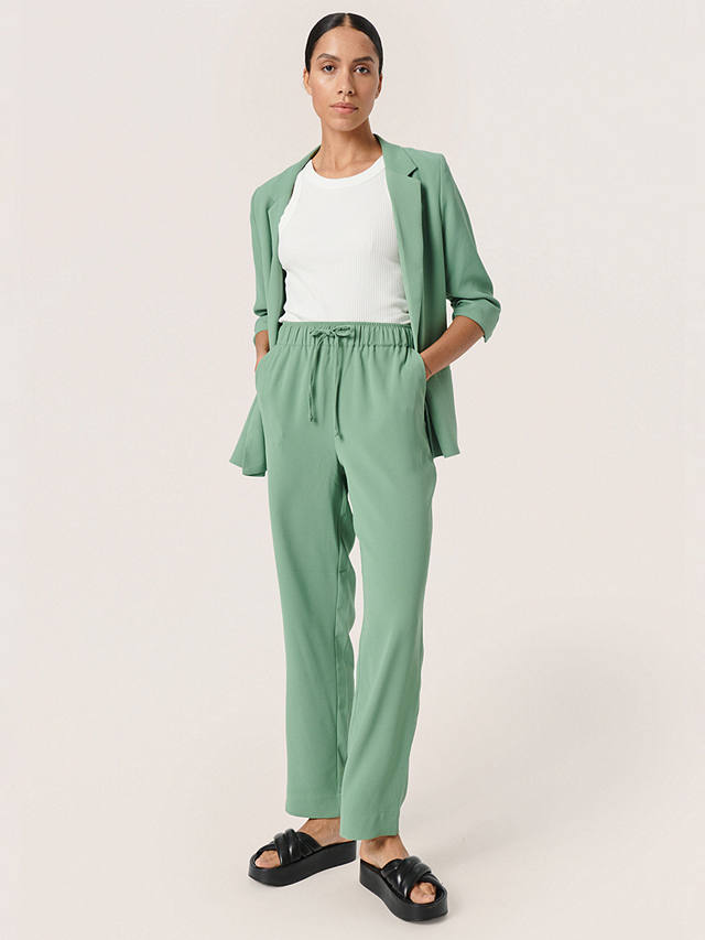 Soaked In Luxury Shirley Tapered Elastic Waist Trousers, Loden Frost