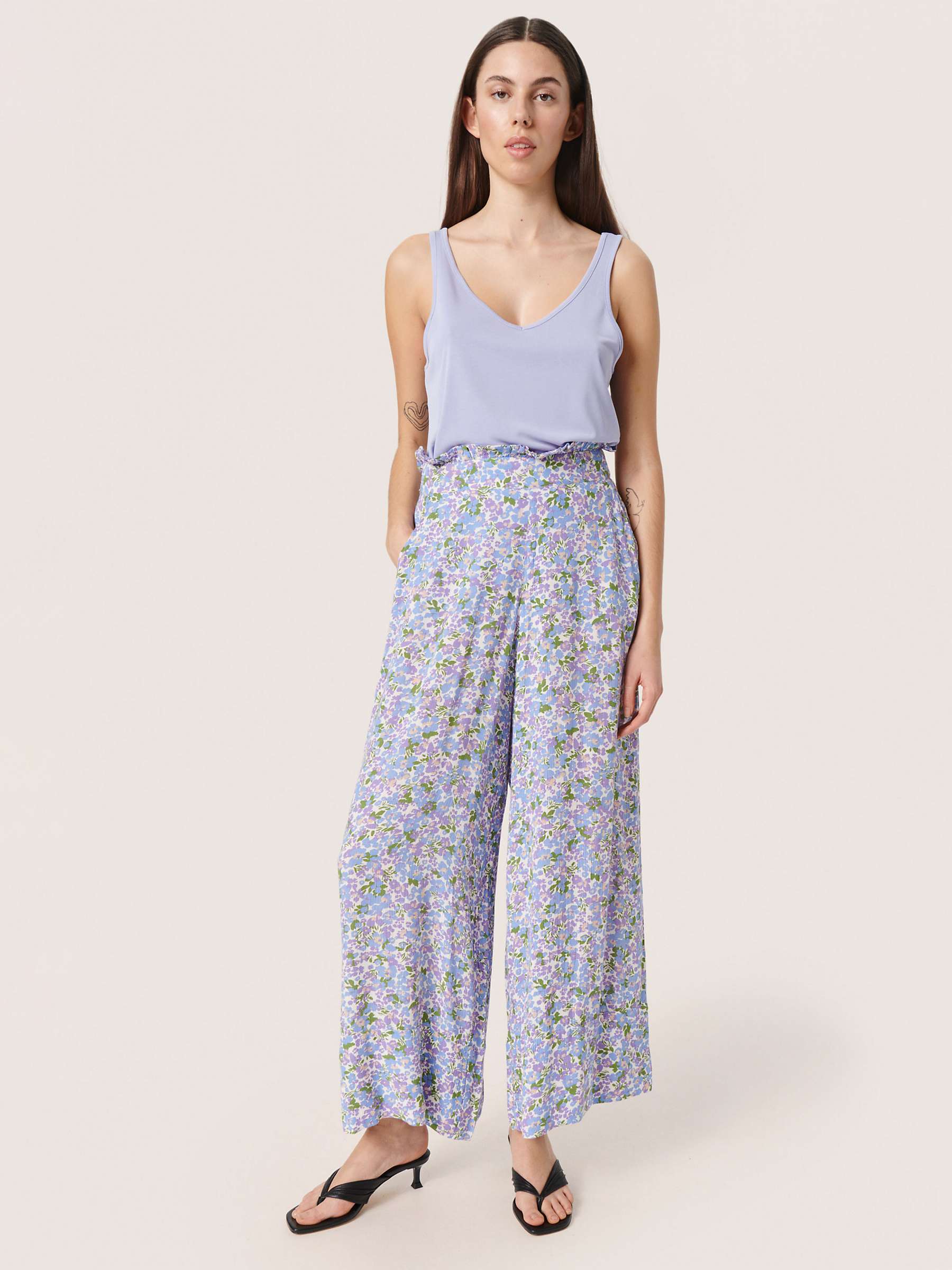 Buy Soaked In Luxury Zaya Floral Print Trousers, Lavender/Multi Online at johnlewis.com