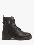 Barbour Heidi Leather Biker Boots, Dark Brown