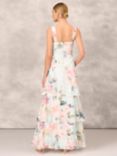 Aidan Mattox by Adrianna Papell Floral Embroidery Tiered Maxi Dress, Blue/Multi