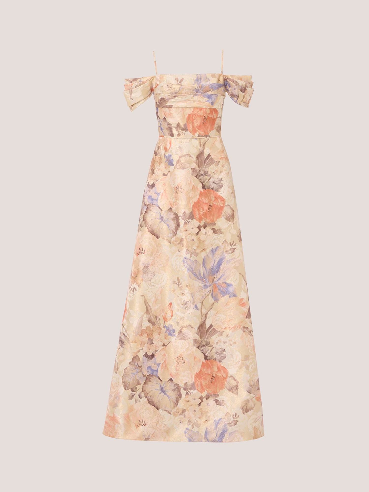 Aidan Mattox by Adrianna Papell Off Shoulder Floral Jacquard Maxi