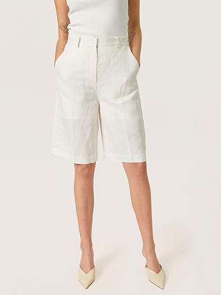 Soaked In Luxury Kimina Linen Blend Shorts, Whisper White