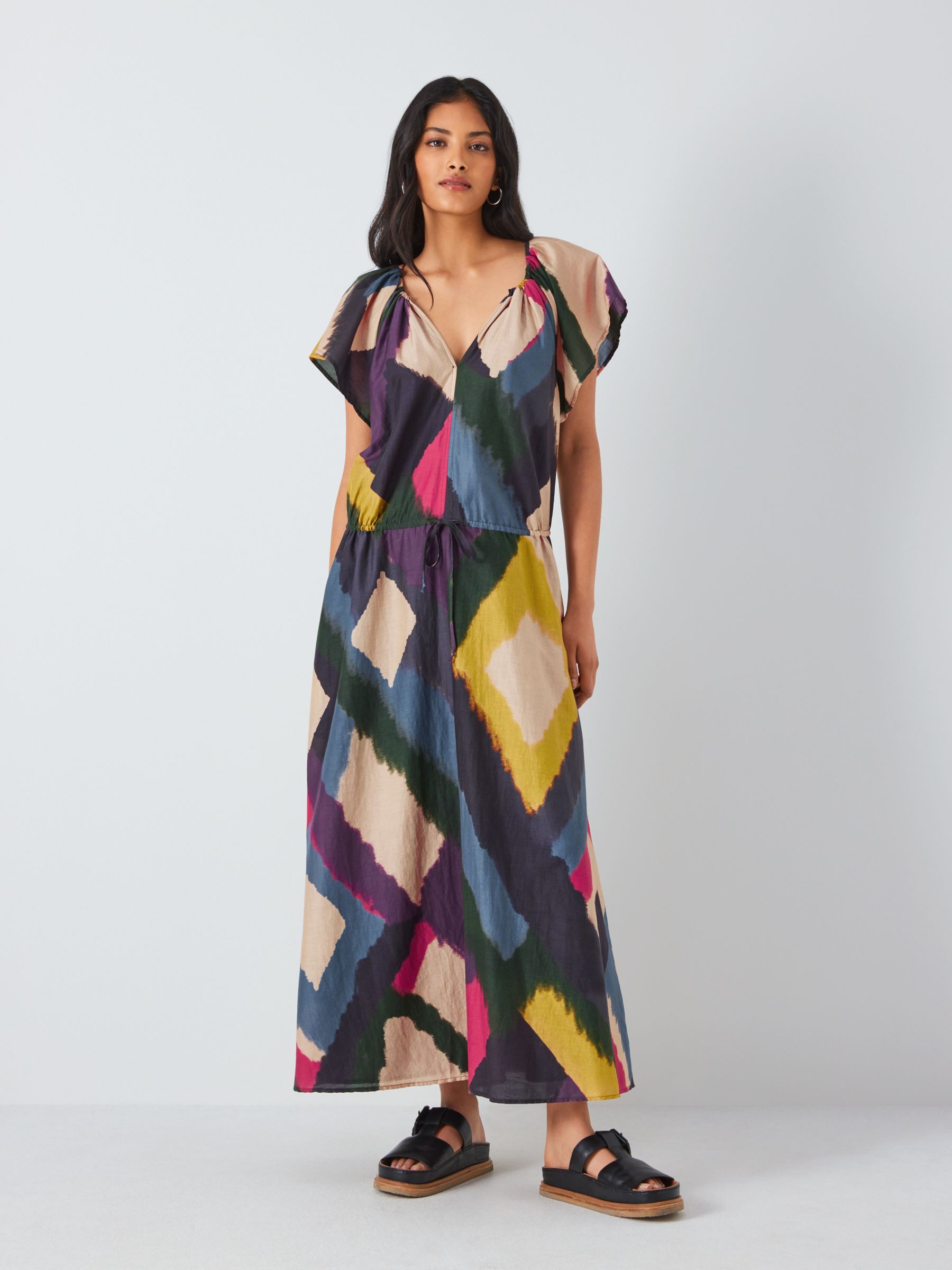 Velvet by Graham & Spencer Claudette Abstract Print Cotton Silk Blend Dress,  Chai, XS