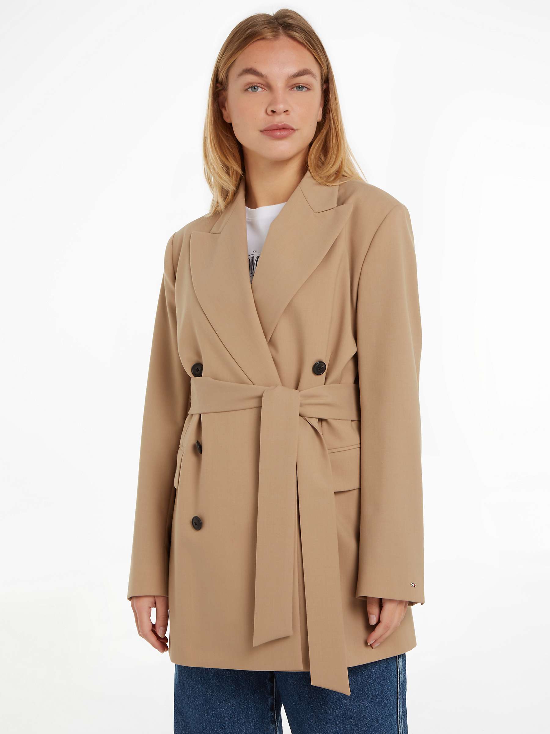 Buy Tommy Hilfiger Double Breasted Wool Blend Coat, Classic Beige Online at johnlewis.com