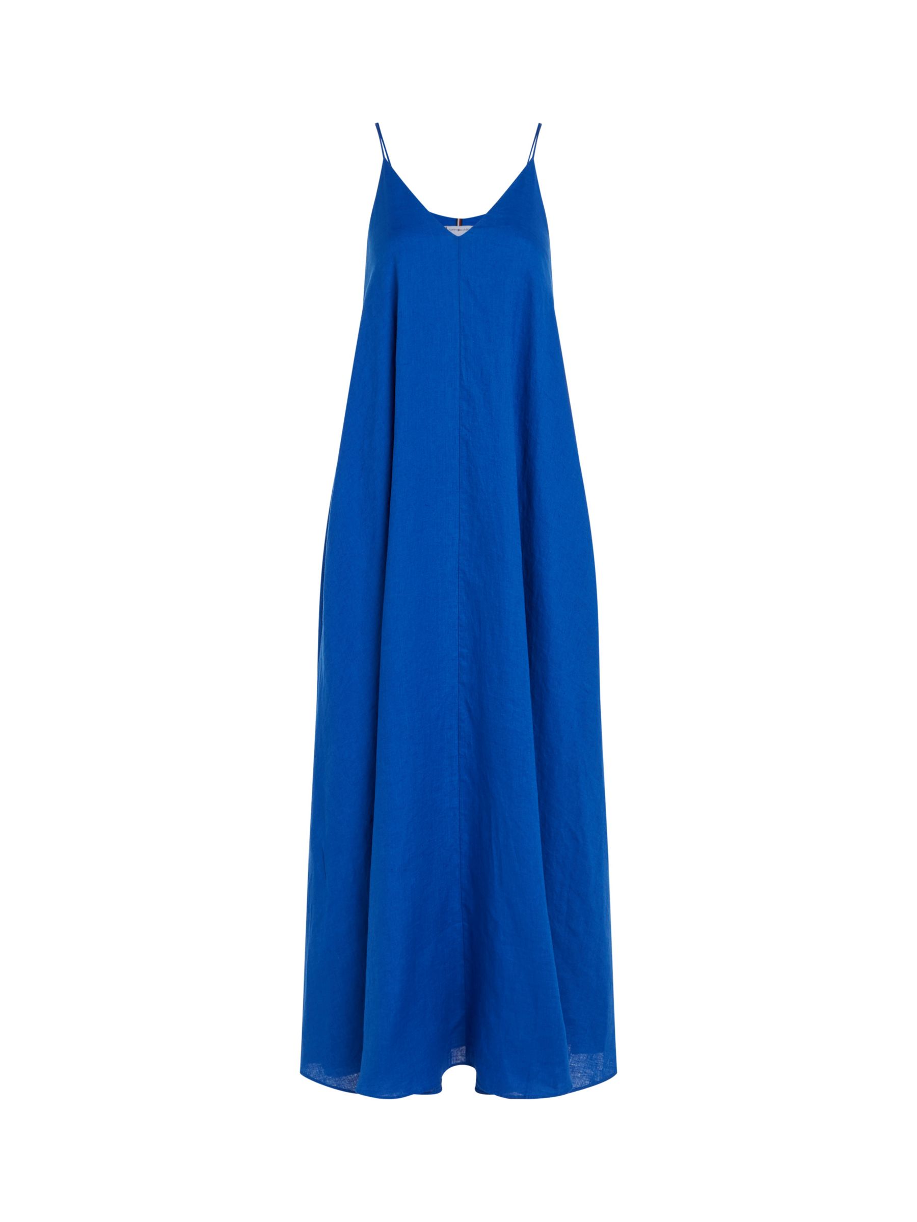 Tommy Hilfiger Linen Long Dress, Ultra Blue at John Lewis & Partners
