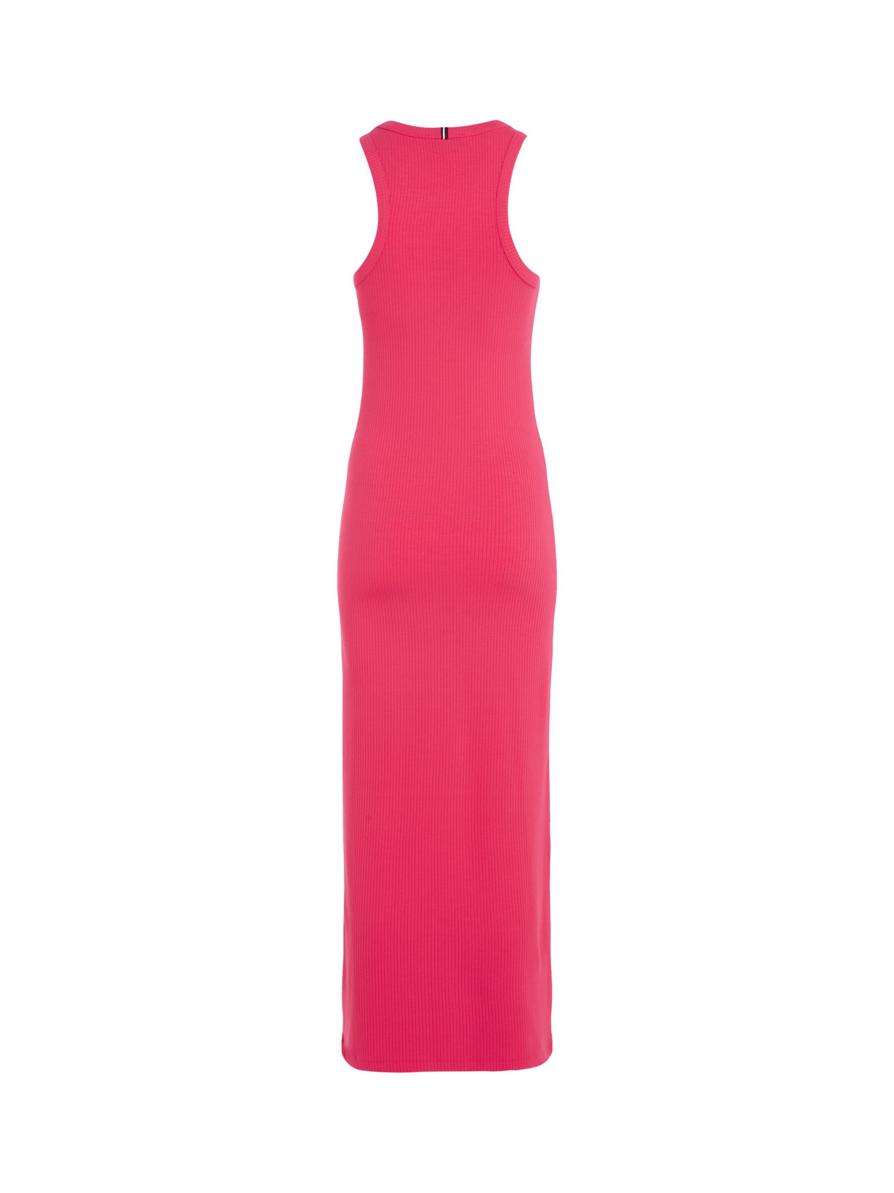 Tommy Hilfiger Slim Rib Midi Dress, Bright Cerise Pink at John Lewis &  Partners