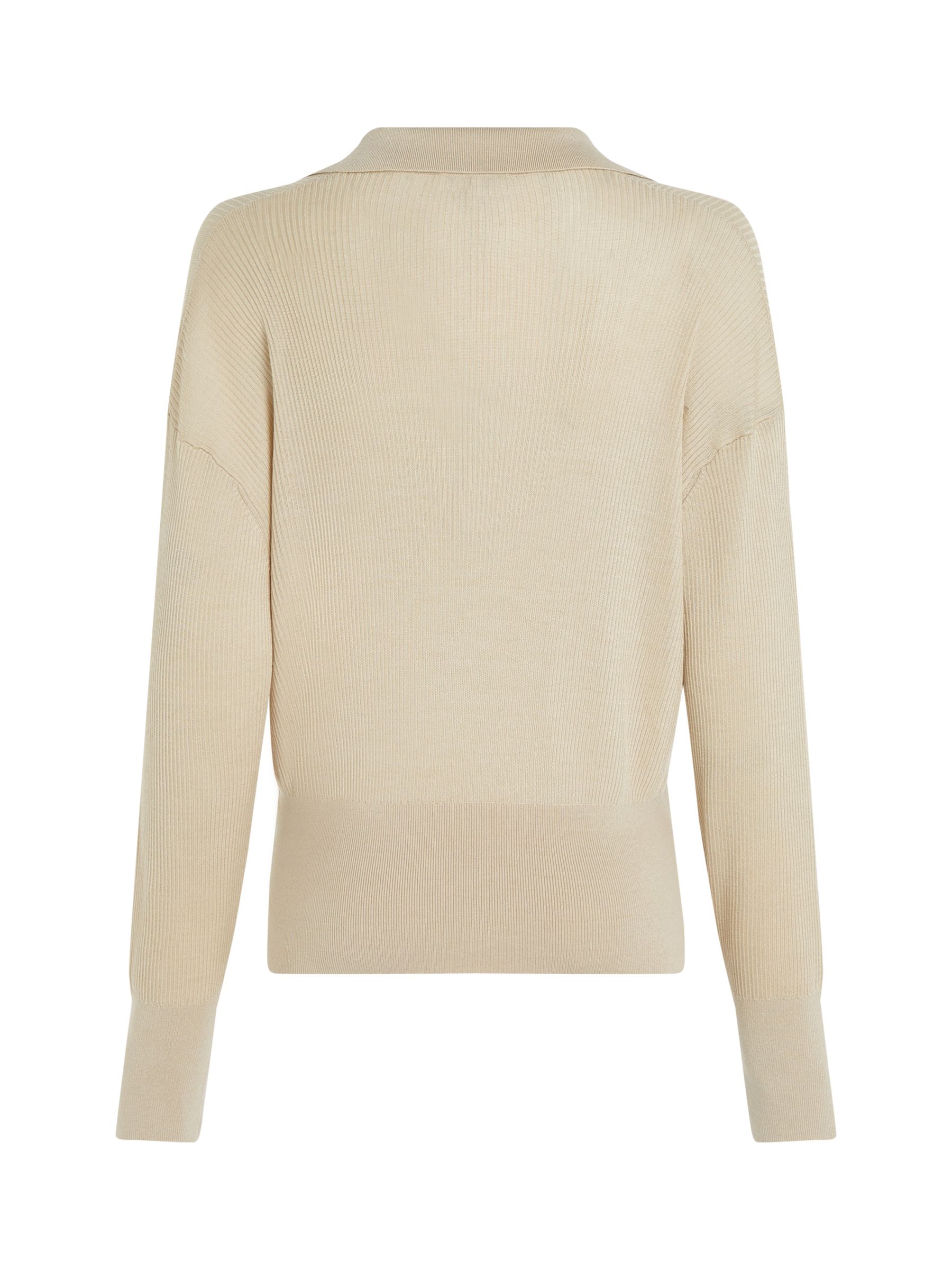 Tommy Hilfiger Open Polo Blousson Silk Blend Jumper, Classic Beige at ...