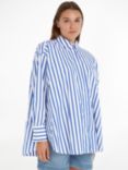 Tommy Hilfiger Oversized Stripe Organic Cotton Shirt, Bright Cerise