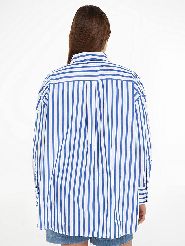 Tommy Hilfiger Oversized Stripe Organic Cotton Shirt, Ultra Blue