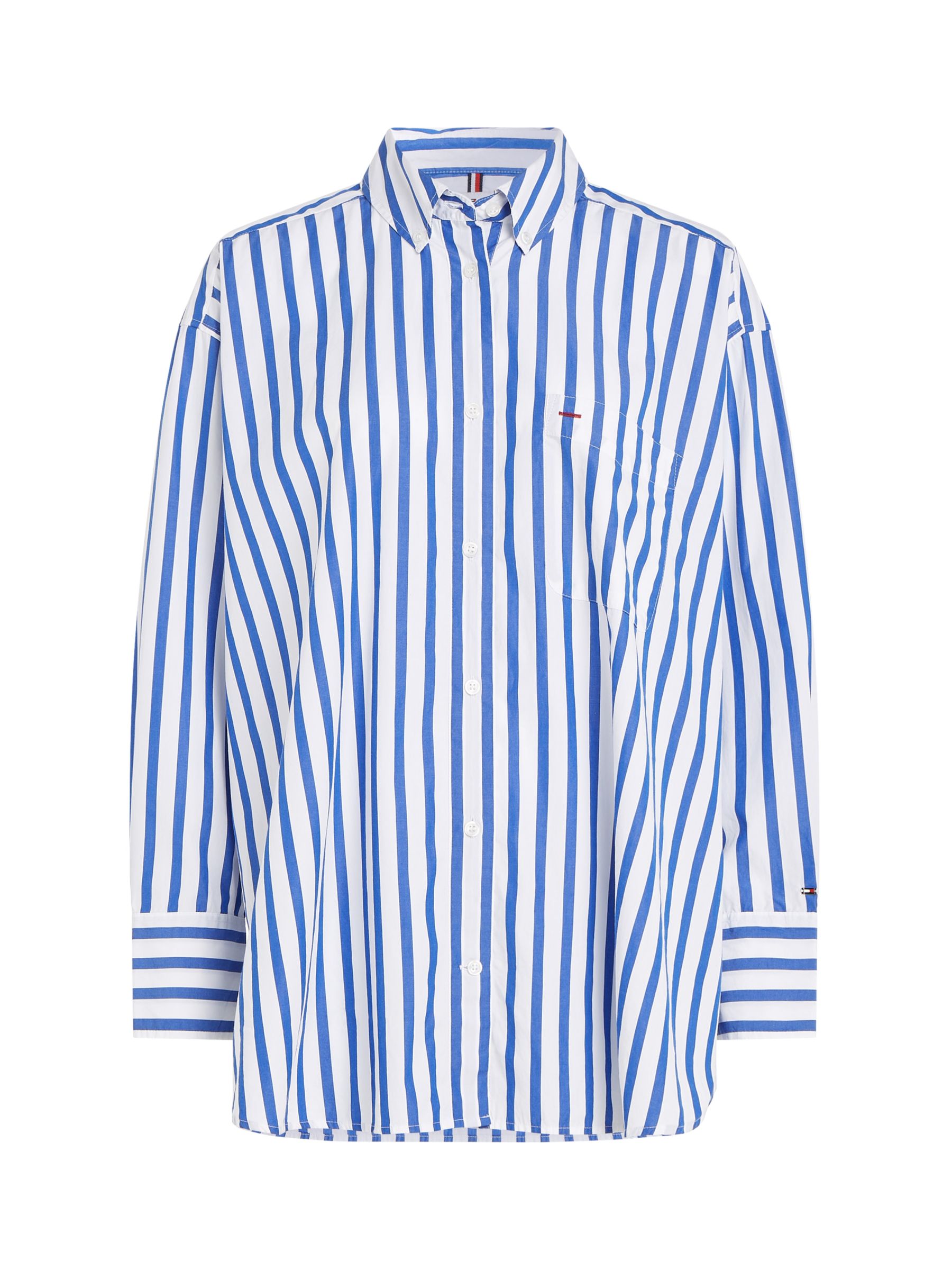Tommy Hilfiger Oversized Stripe Organic Cotton Shirt, Ultra Blue at ...