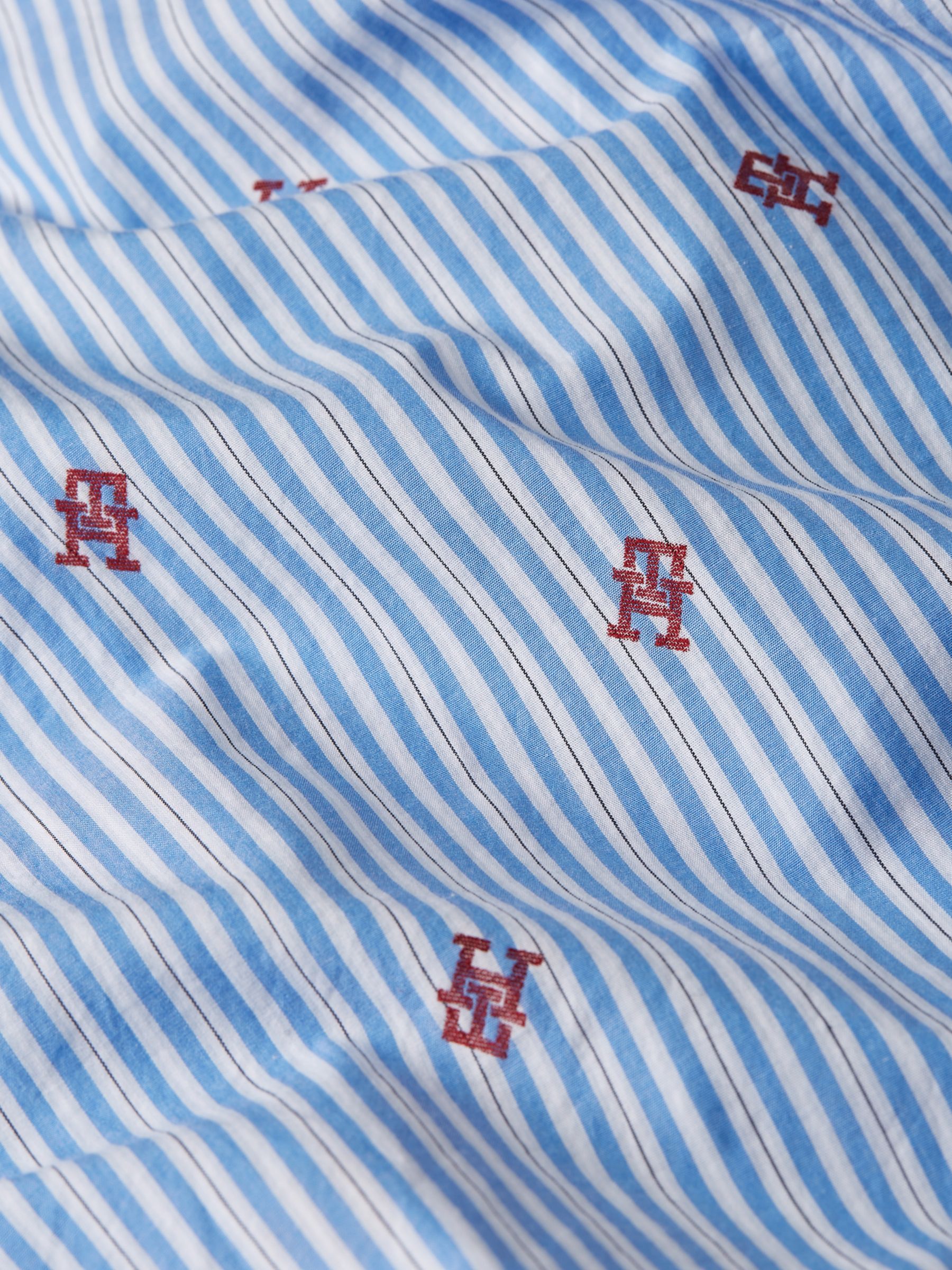 Tommy Hilfiger Cotton Monogram Striped Shirt, Blue/Multi at John Lewis ...
