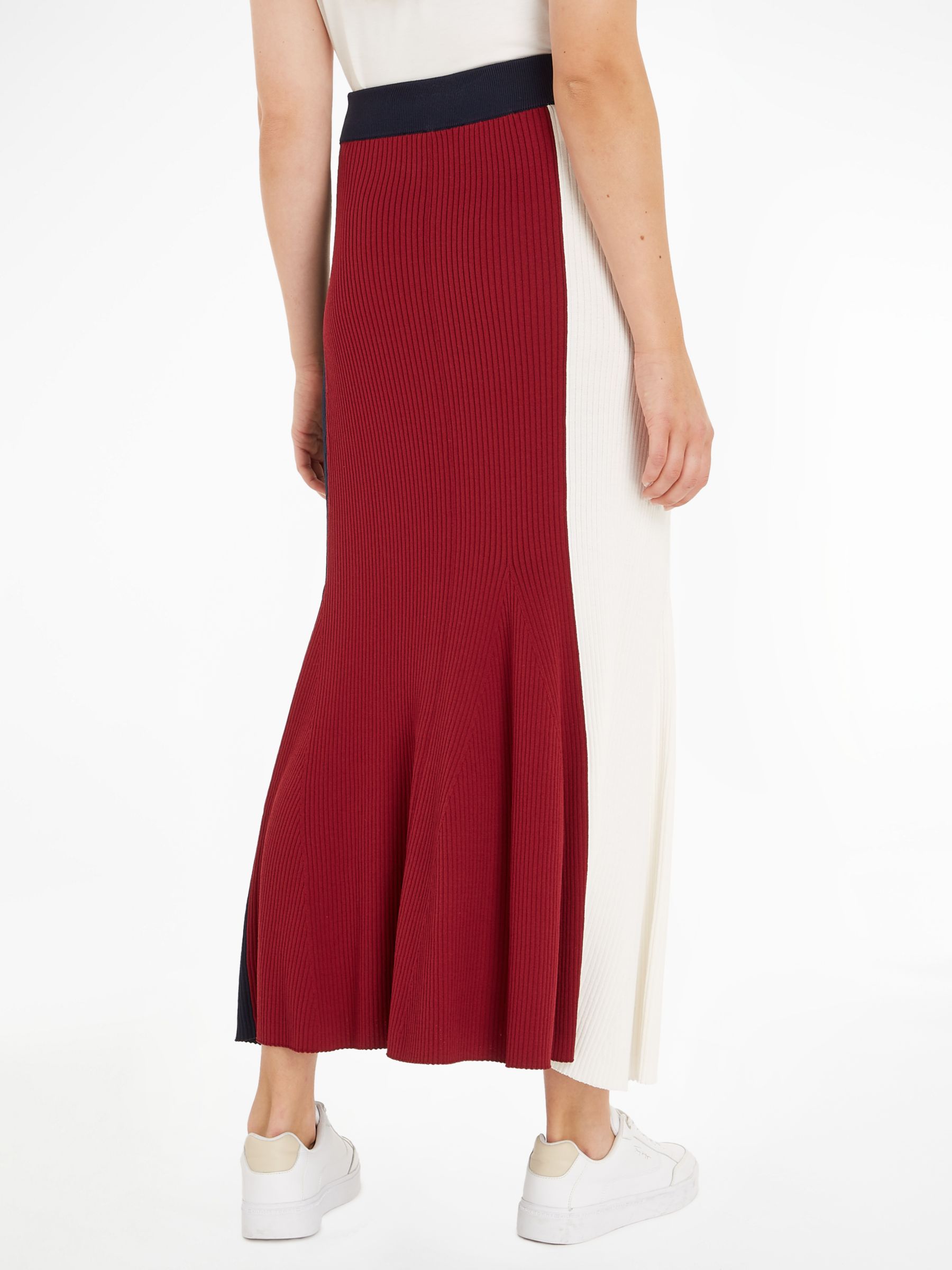 Buy Tommy Hilfiger Colour Block Ribbed Maxi Skirt, Navy/Multi Online at johnlewis.com