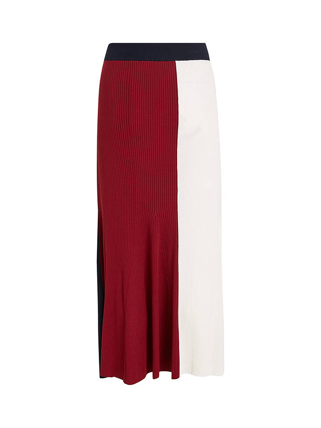 Tommy Hilfiger Colour Block Ribbed Maxi Skirt, Navy/Multi
