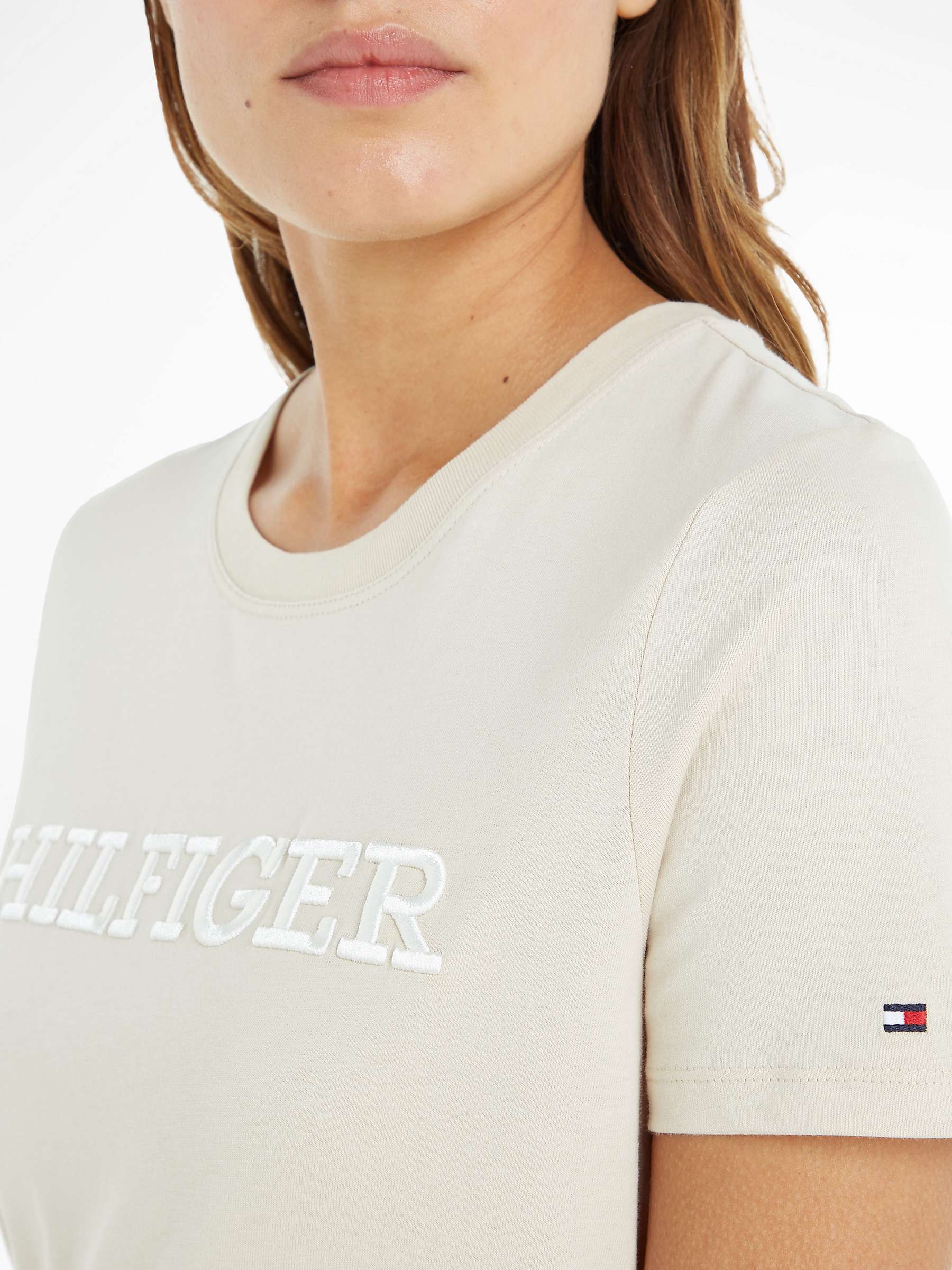 Buy Tommy Hilfiger Regular Monotype T-Shirt, Classic Beige Online at johnlewis.com