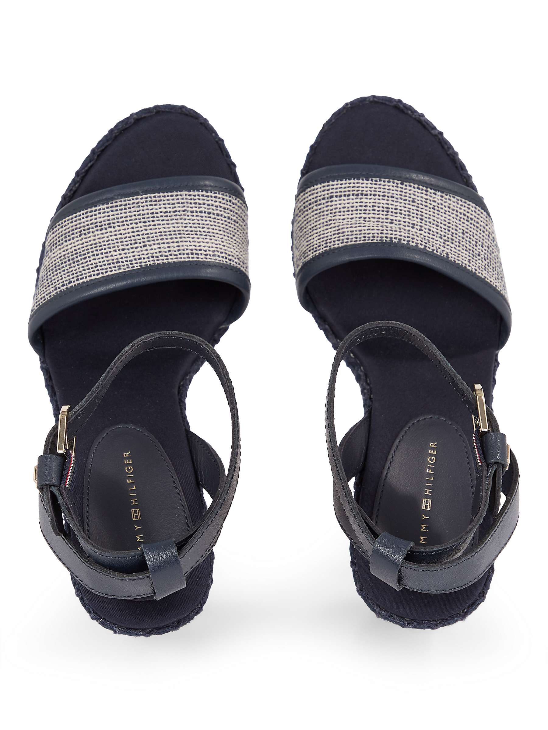 Buy Tommy Hilfiger Woven Wedge Leather Sandals, Space Blue Online at johnlewis.com