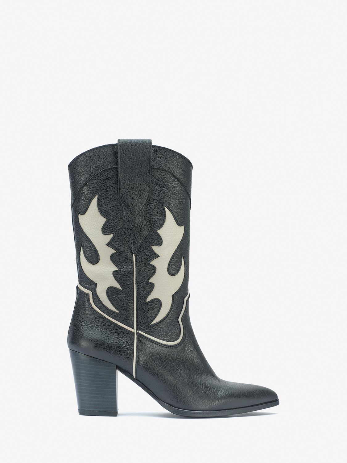 Mint Velvet Dixie Leather Cowboy Boots, Black at John Lewis & Partners