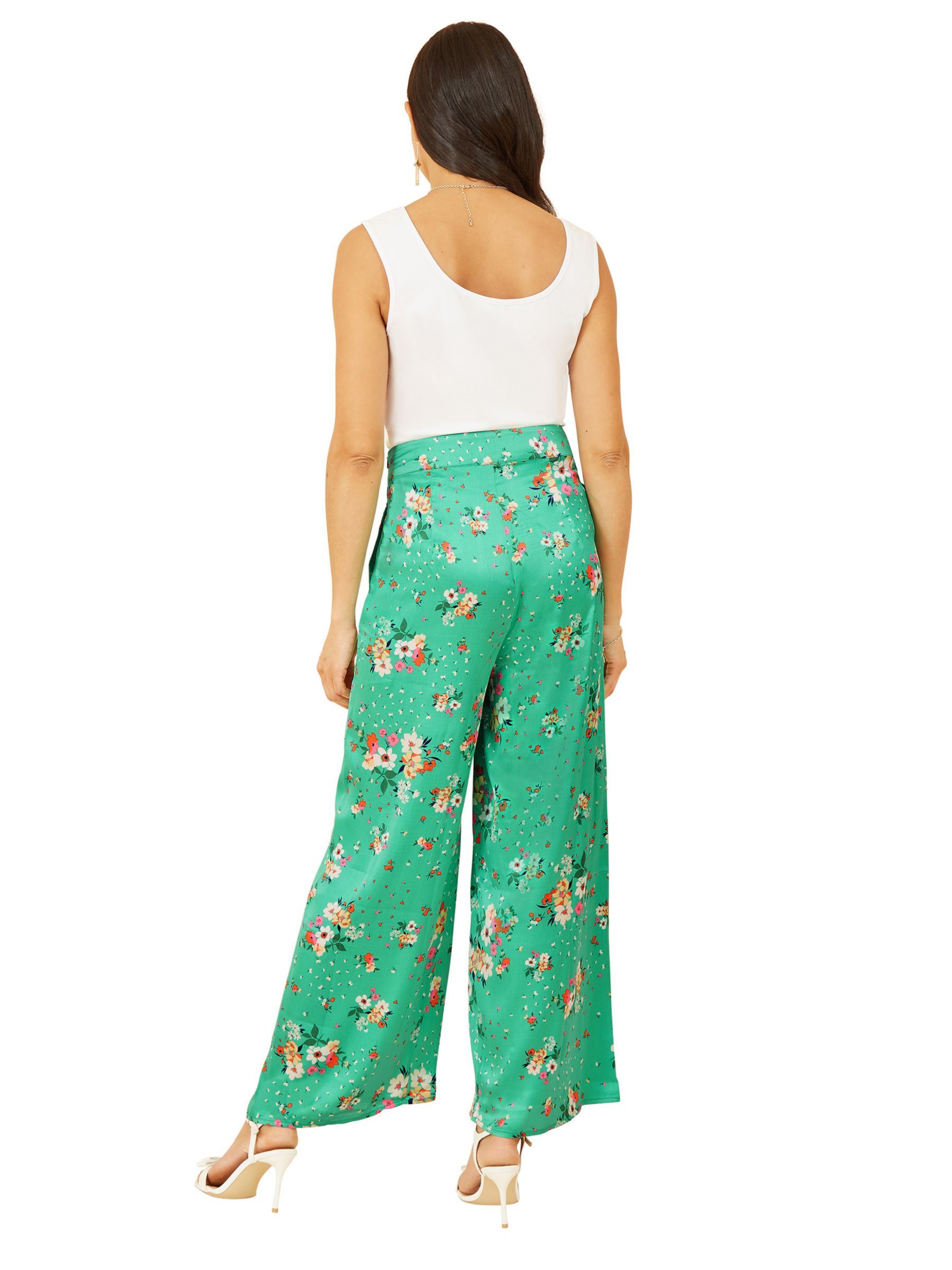 Yumi Blue Floral Print Wide Leg Trousers