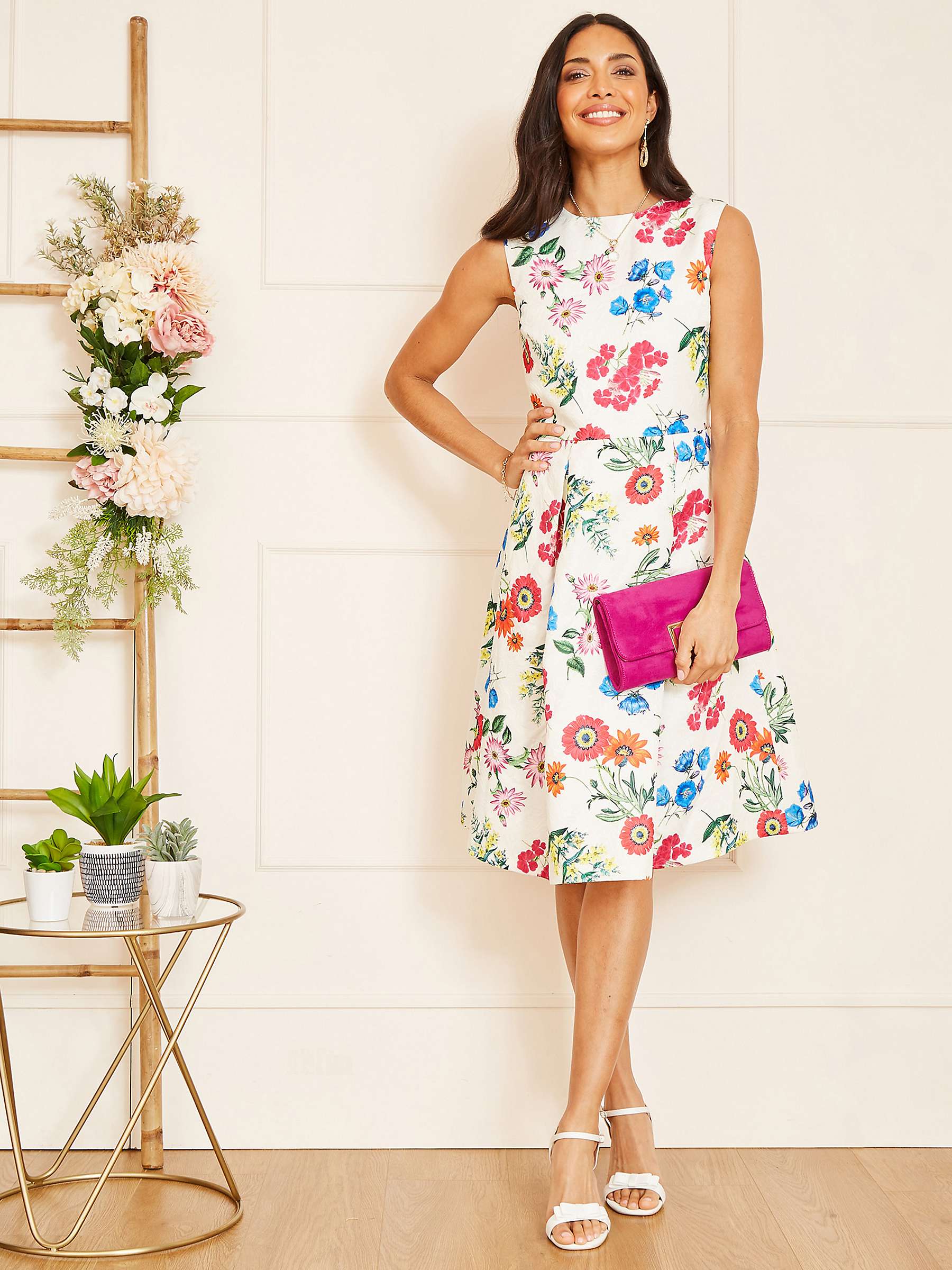 Buy Yumi Floral Jacquard Dress, Ivory/Multi Online at johnlewis.com