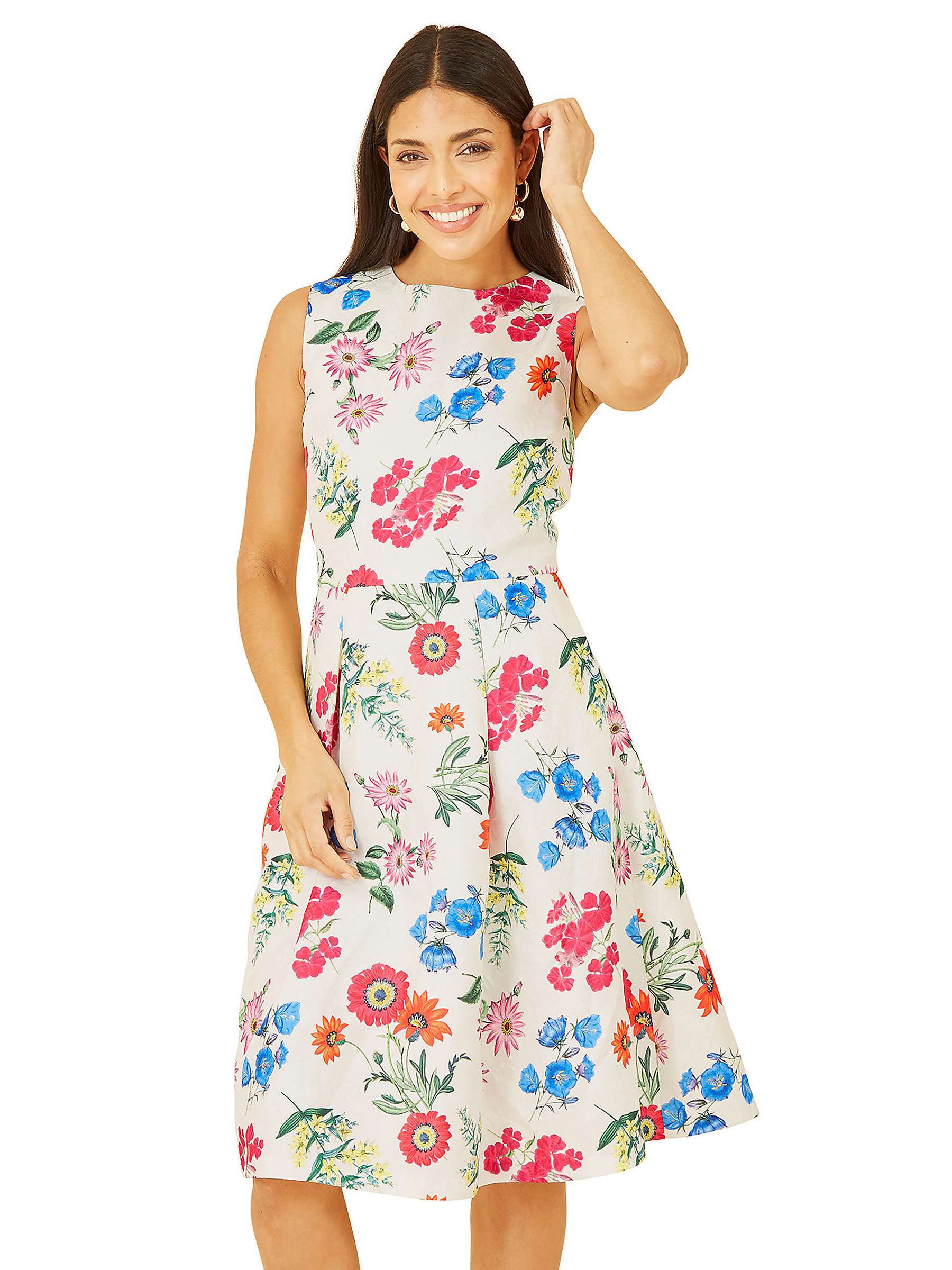 Buy Yumi Floral Jacquard Dress, Ivory/Multi Online at johnlewis.com