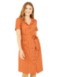 Yumi Original Spot Print Retro Shirt Dress, Burnt Orange, Burnt Orange