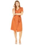 Yumi Original Spot Print Retro Shirt Dress, Burnt Orange